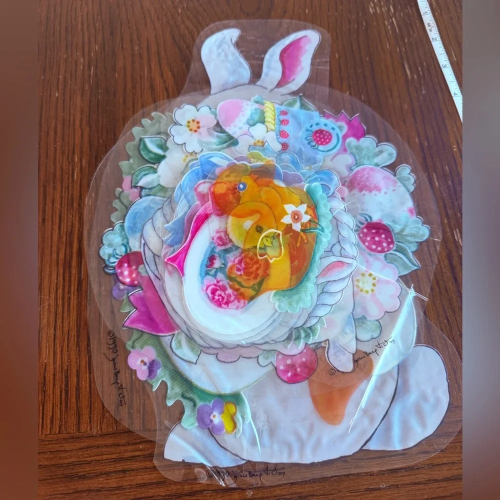 Vintage Easter window cling decorations lot bunnies eggs ducks flowers‎